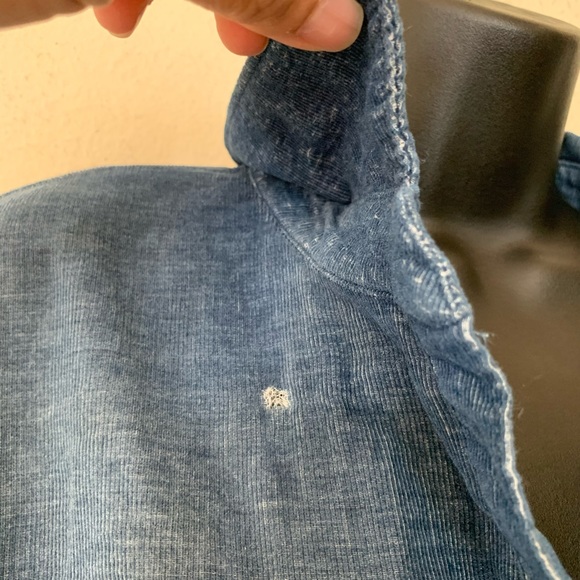 Bella Dahl Corduroy Denim Frayed Hem Button Up Shirt - Picture 3 of 11